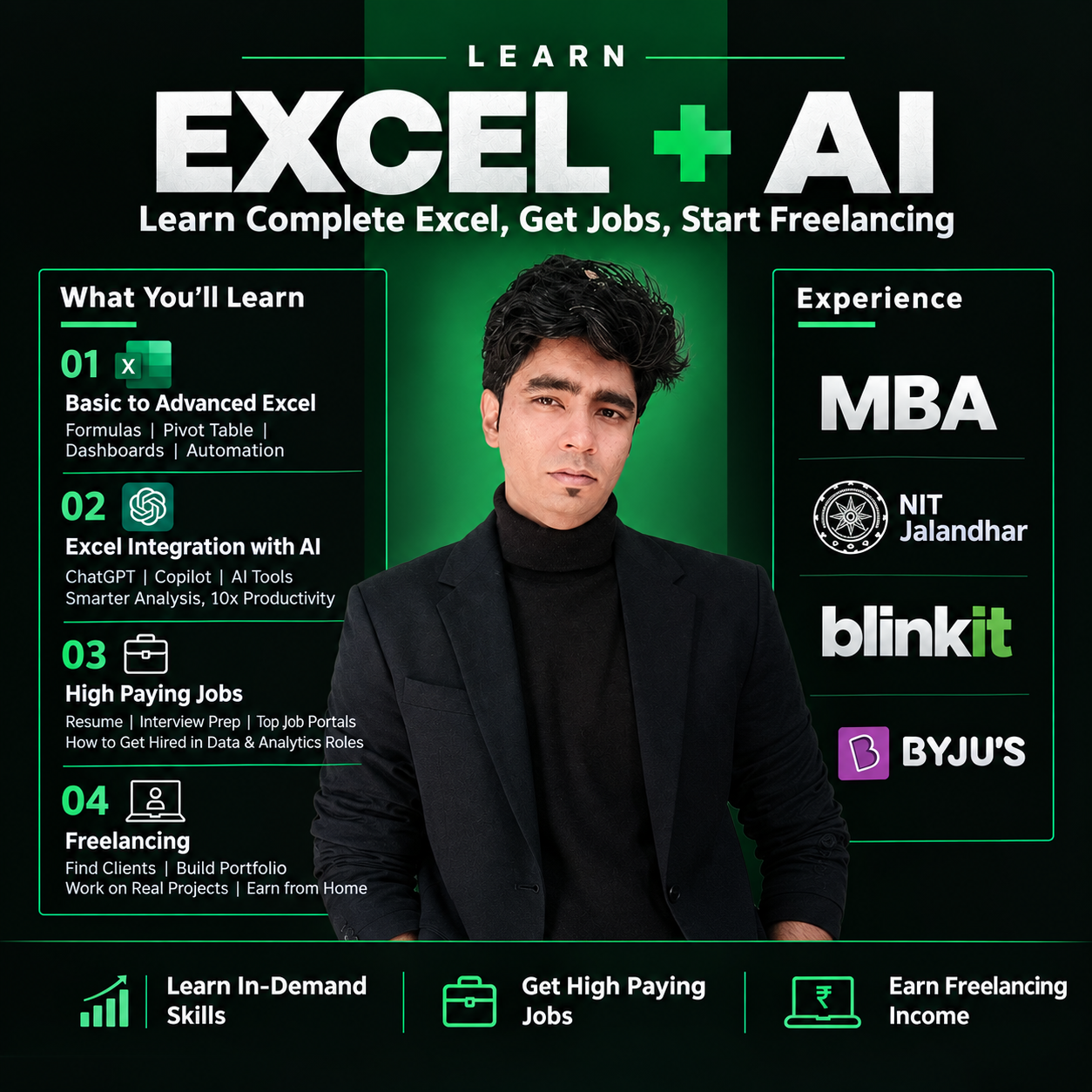 Excel + AI Masterclass: Learn Complete Excel, Get Jobs, Start Freelancing